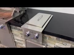 Parrilla de gas para barbacoa de acero inoxidable para exteriores con quemador lateral doble integrado 12,6